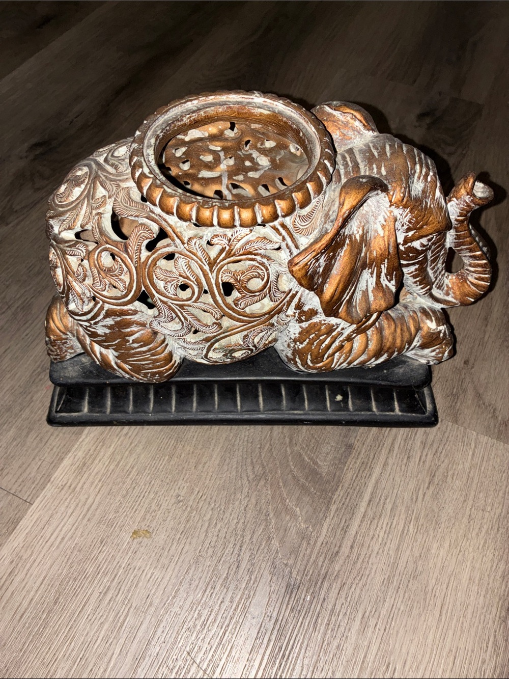 Ornate Carved Elephant Candle Holder